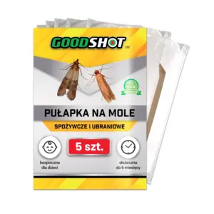 Skuteczna pułapka na mole spożywcze i ubraniowe 2w1 z feromonami GOODSHOT 5szt